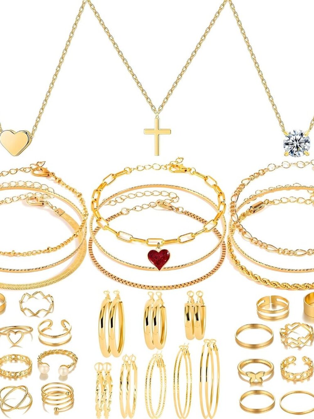 Golden Jewelry Sets for Women Fashion Costume Jewelry Includ Necklace Bracelet R